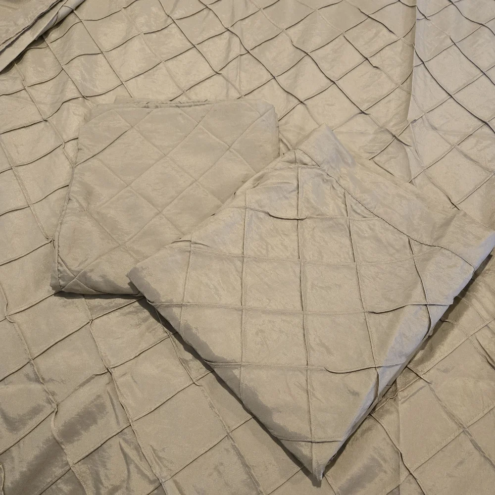 Elegant King Duvet Set – Sateen Finish with Diamond Stitching, Taupe
